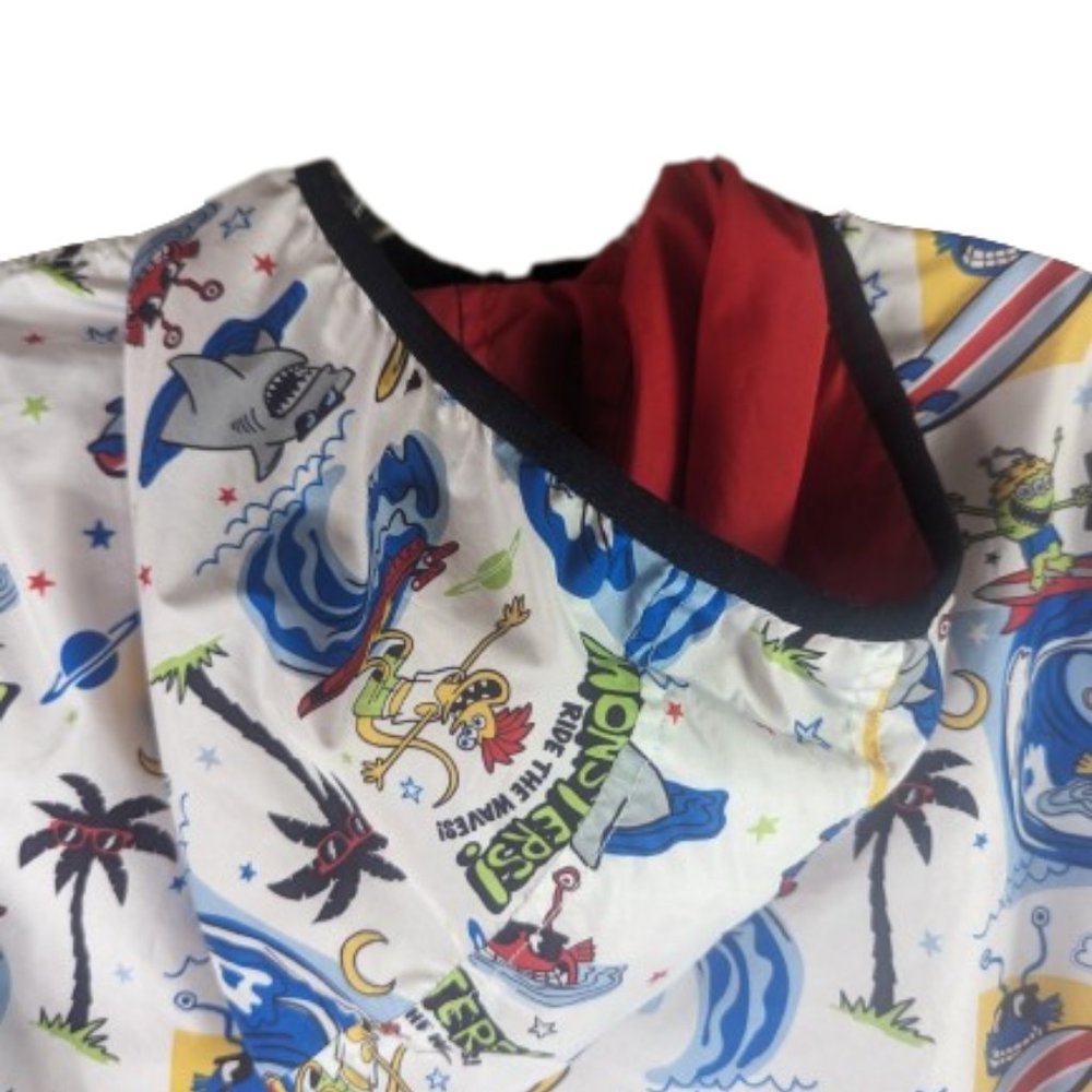 365 Kids Monster Shark Surfing Reversible Hooded Red Light Rain/Wind Jacket - Picture 9 of 12